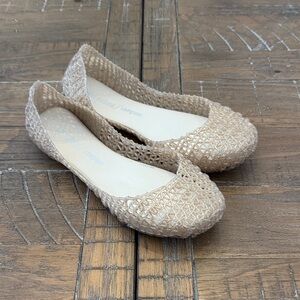 Mini Melissa Beige Woven Flats
